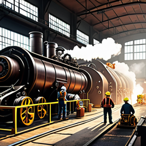 Home 15 **Image Prompt:** A vibrant, detailed illustration contrasting a bustling 19th-century factory floor powered by a massive steam engine (highlighting machinery, workers, and a smoky atmosphere) with a modern, clean factory setting featuring electric-powered automated robots and well-lit workspaces. This visually represents the shift from steam power to electricity and its impact on industrial production and working conditions.