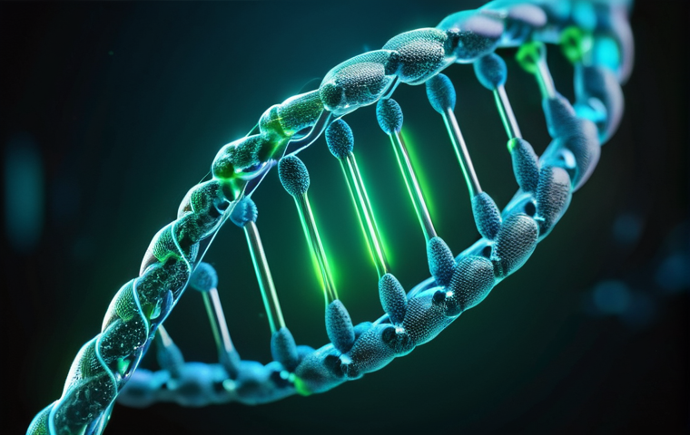 자연과학 분야의 주요 발견 정리 - The Dawn of Genetic Precision**
A highly detailed, close-up, and futuristic depiction of CRISPR-Cas9...
