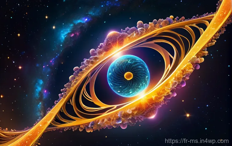 주요 과학 이론과 발견의 연결고리 - **Prompt:** A visually stunning, ethereal representation of light as a cosmic and microscopic messen...