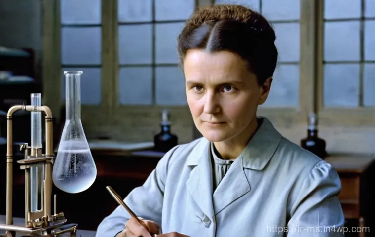여성 과학자들의 역사적 발견 - **Prompt for Marie Curie:** A portrait of Marie Curie, depicted in a late 19th-century or early 20th...