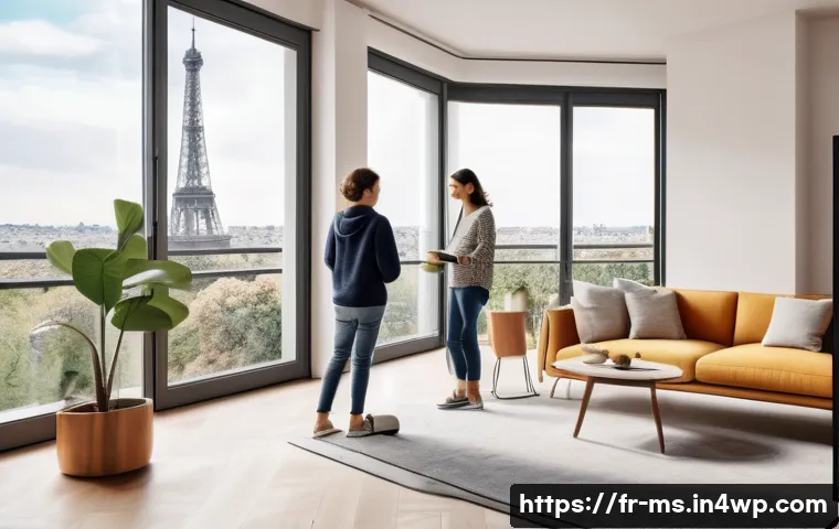 과학적 발견의 글로벌 영향력 - A modern French family in a bright, stylish Parisian apartment using voice-activated smart home assi...